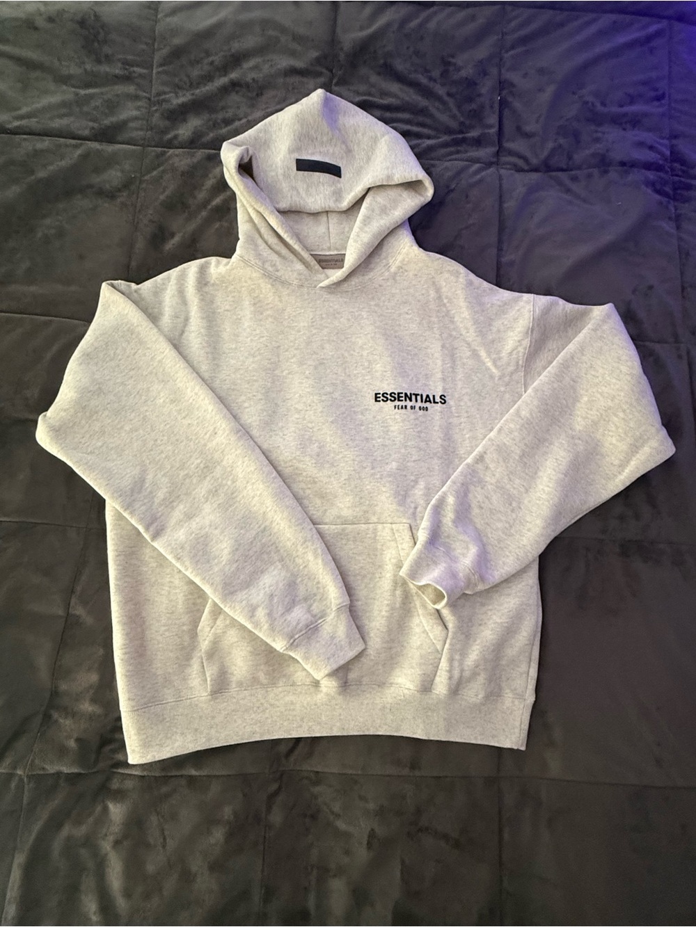 Essentials Light Gray Pullover Hoodie with Small Chest Logo